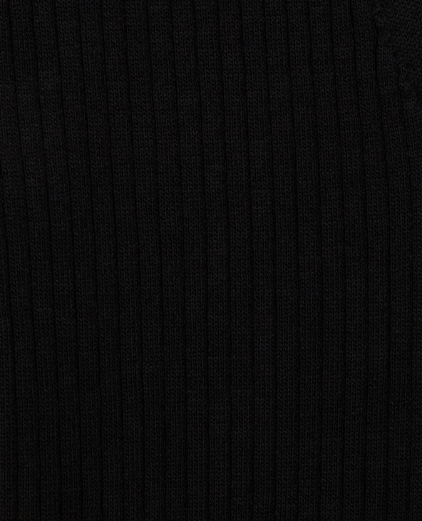 Robe courte boutonnée en maille côtelée noir - Pimkie