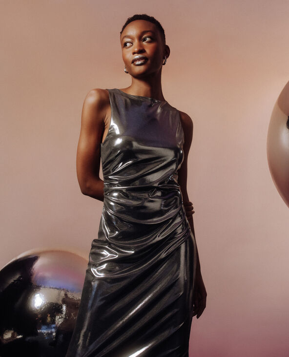 Robe satin gris argenté on sale