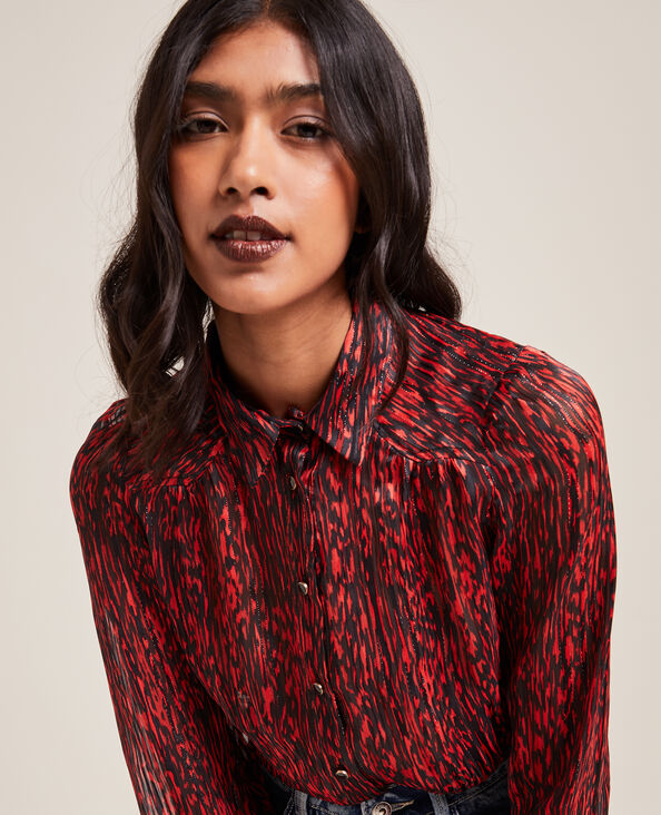 Chemise à fronces rouge - Pimkie