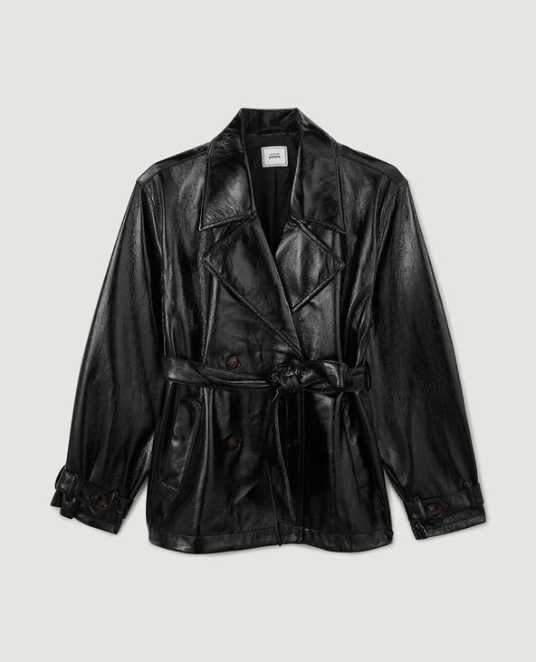 Trench court en vinyle noir - Pimkie