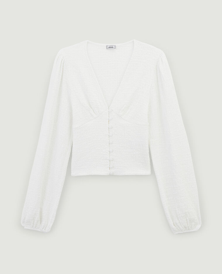 Blouse boutonnée en tissu texturé blanc - Pimkie
