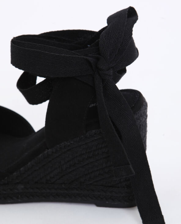 Sandales compensées en paille noir - Pimkie