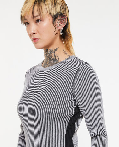 Robe longue en maille avec effet vanisé gris foncé - Pimkie