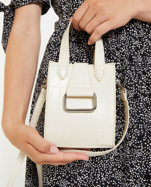Mini sac avec poignées en simili effet croco écru - Pimkie