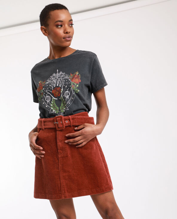 Jupe en deals velour marron