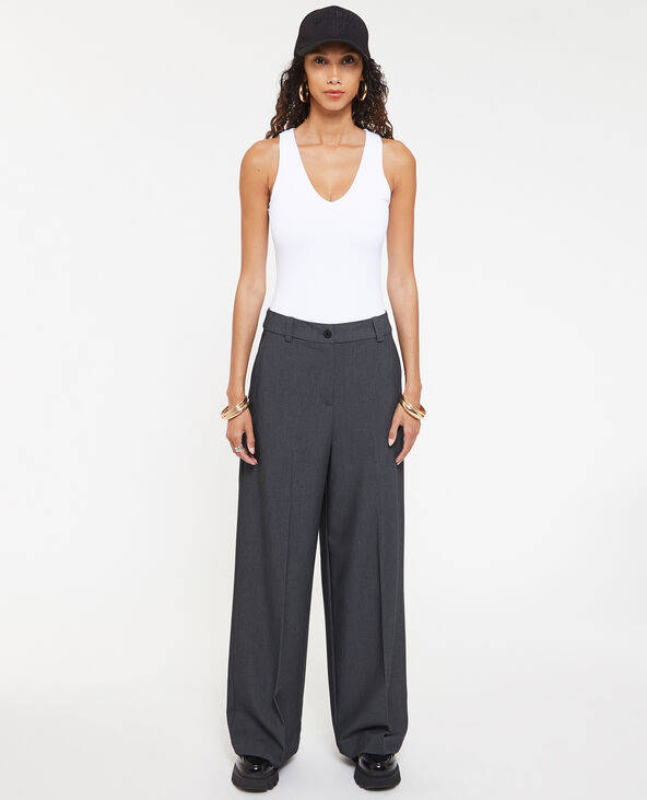 Pantalon large taille haute gris foncé - Pimkie