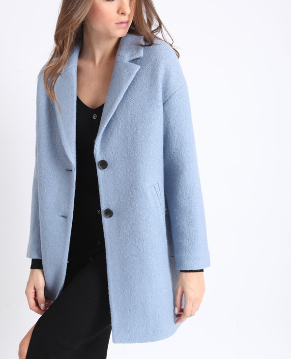 Manteau droit en laine bleu - Pimkie