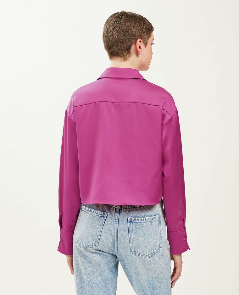 Chemise courte en tissu satiné rose - Pimkie