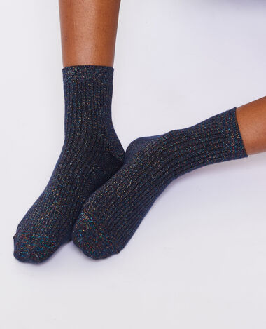 Paire de chaussettes avec lurex bleu foncé - Pimkie