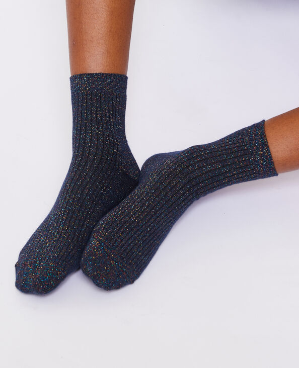 Paire de chaussettes avec lurex bleu foncé - Pimkie