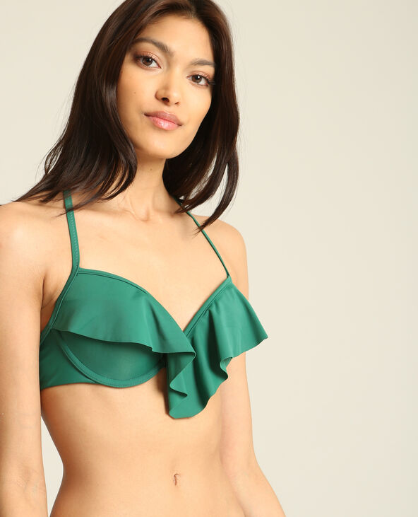 Haut de bikini volanté vert émeraude - Pimkie