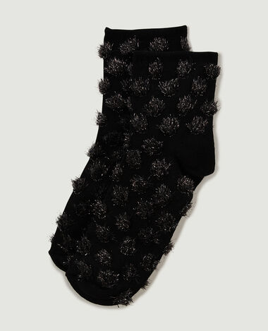 Paire de chaussettes avec pois en maille poilue noir - Pimkie