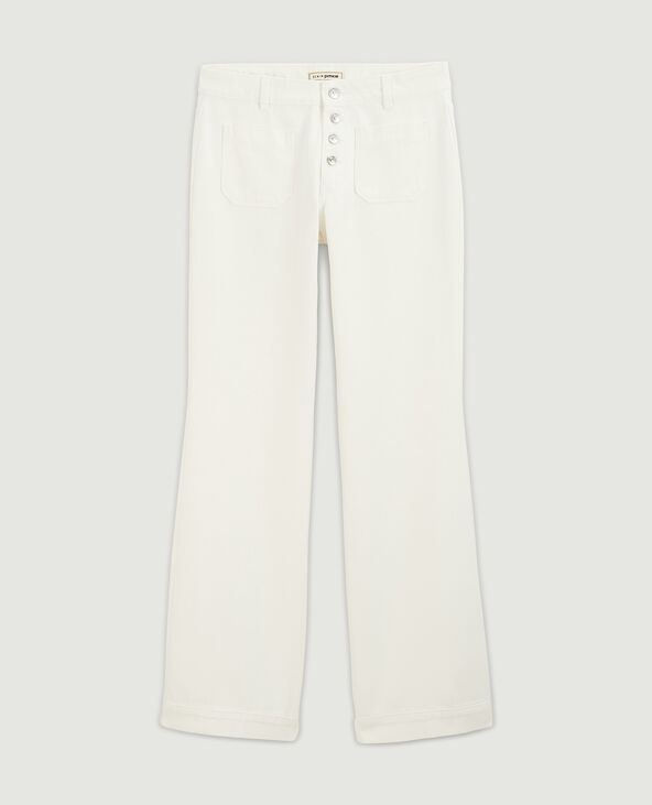 Jean flare taille haute boutons apparents blanc - Pimkie