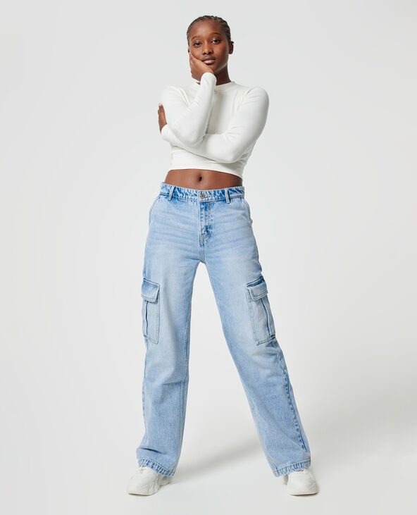 Pantalon cargo bleu hot sale clair