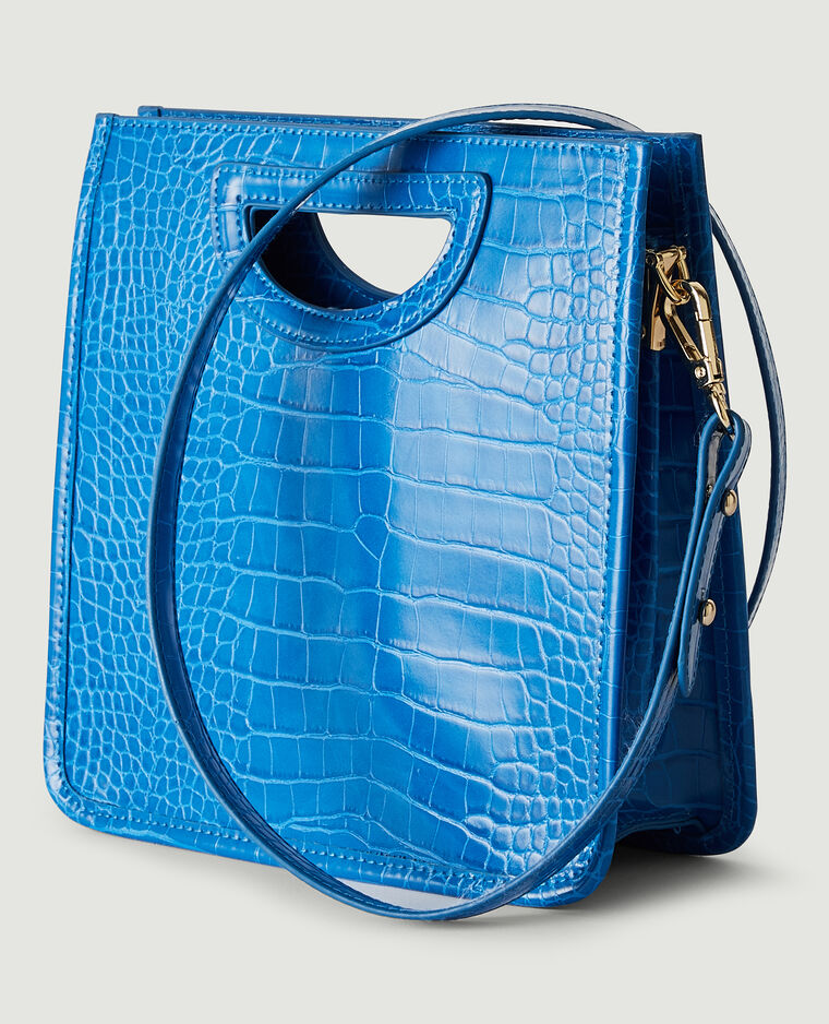 Sac rigide effet croco bleu - Pimkie