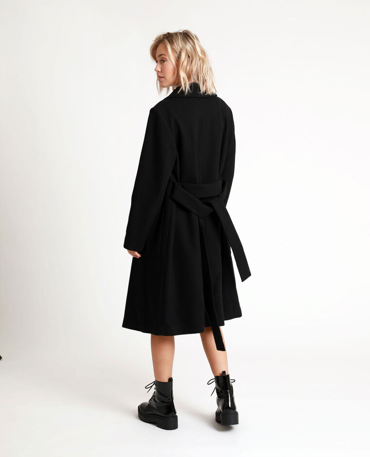 manteau long noir en laine