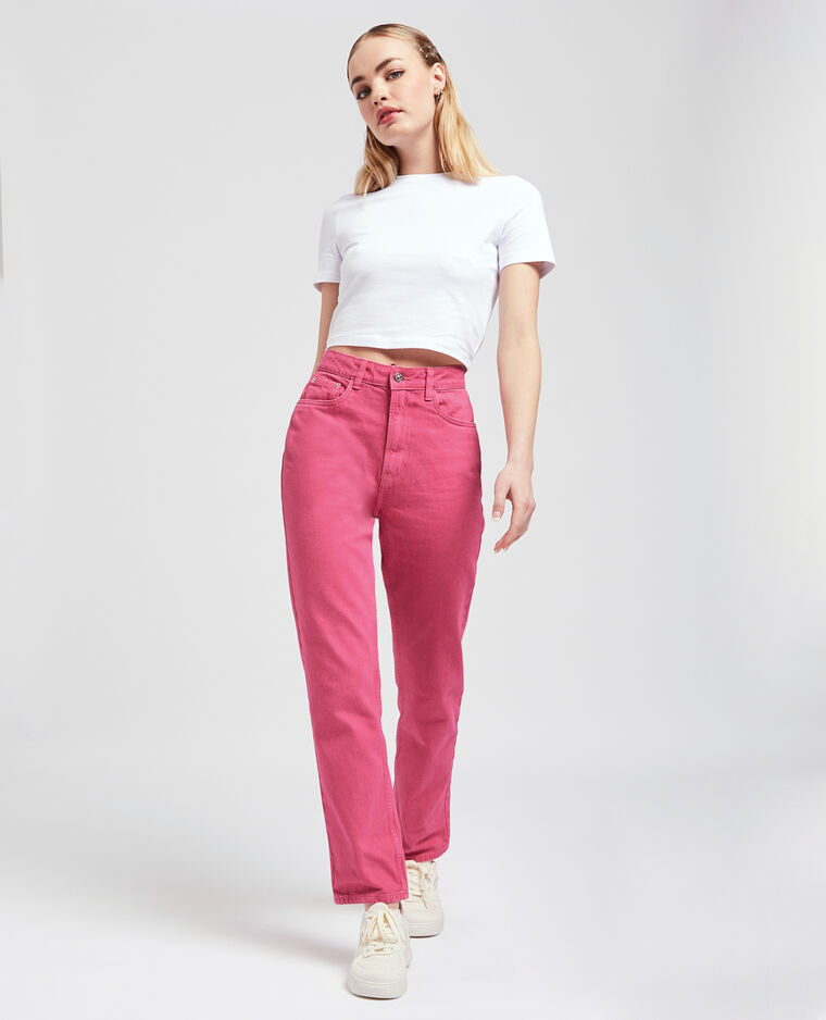 Jean droit taille haute rose - Pimkie