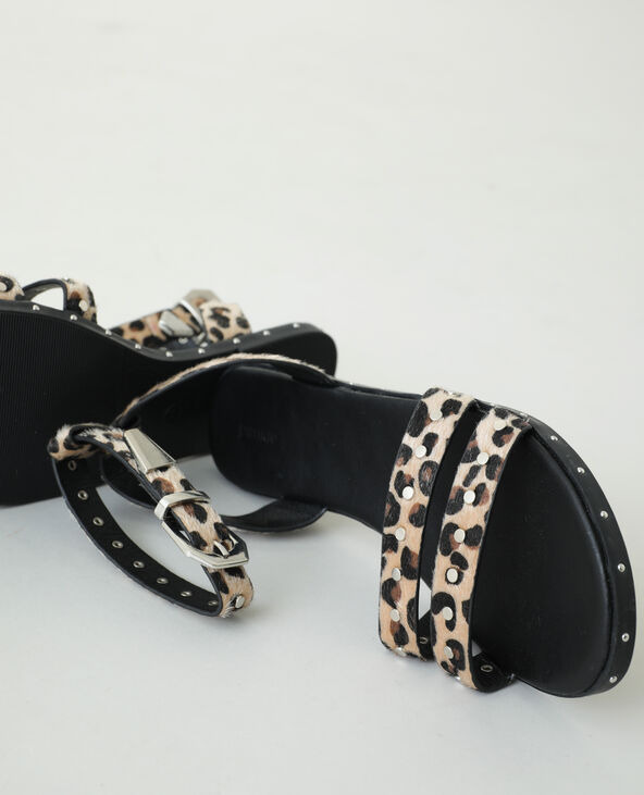 Sandales léopard cloutées beige - Pimkie