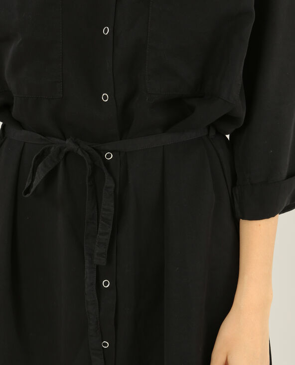 Robe chemise brodée noir - Pimkie