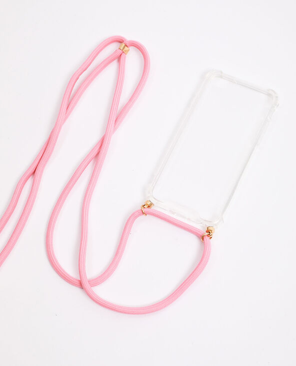 Coque avec cordon compatible iPhone rose fuchsia - Pimkie