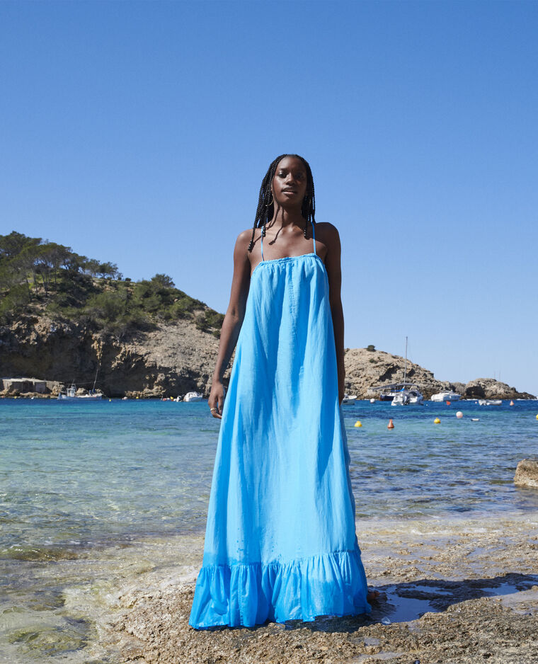 Robe longue à volants bleu - Pimkie