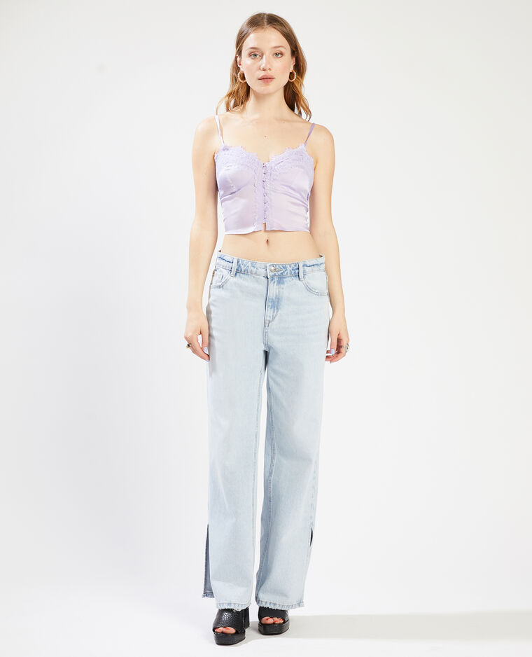 Top satiné dentelle lilas - Pimkie