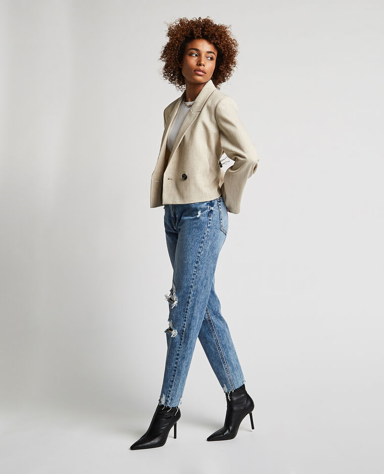 Jean mom trashé bleu denim - Pimkie