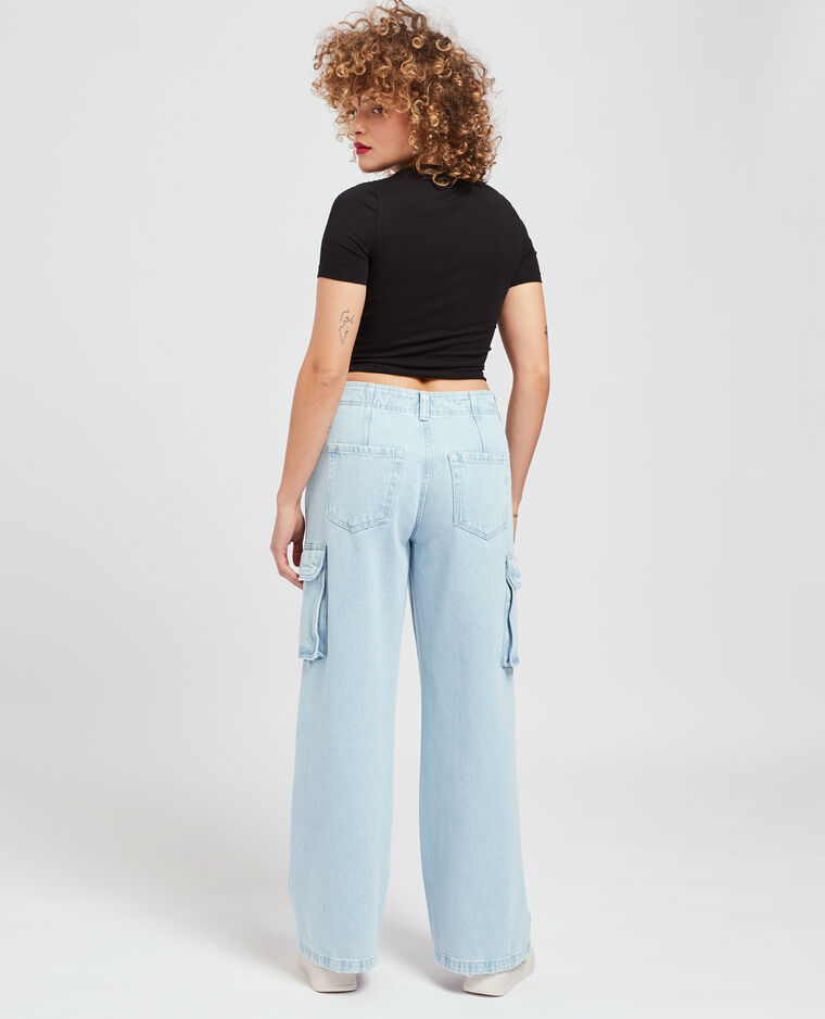 Jean cargo large bleu délavé - Pimkie