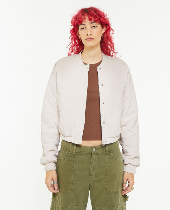 Veste quiltée en velours blanc - Pimkie