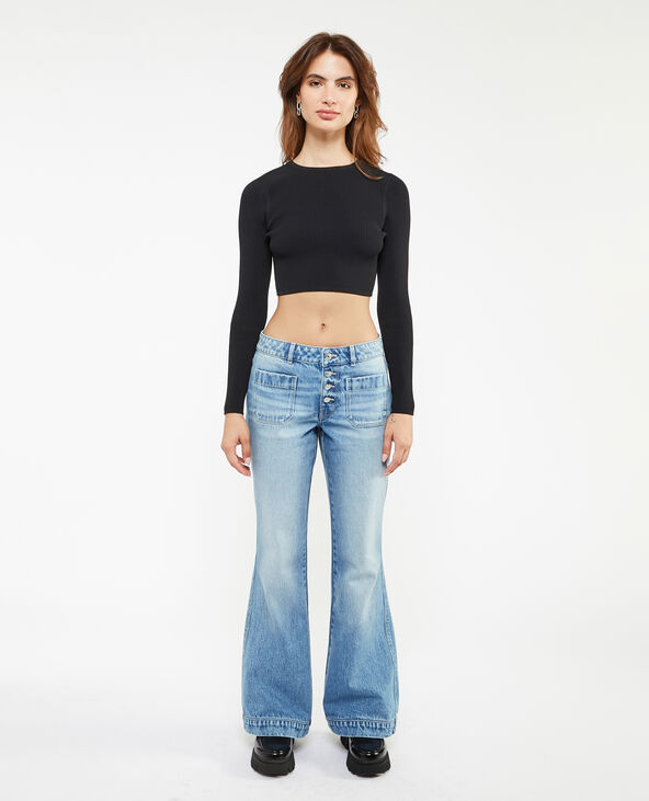 Jean flare avec boutons apparents bleu - Pimkie