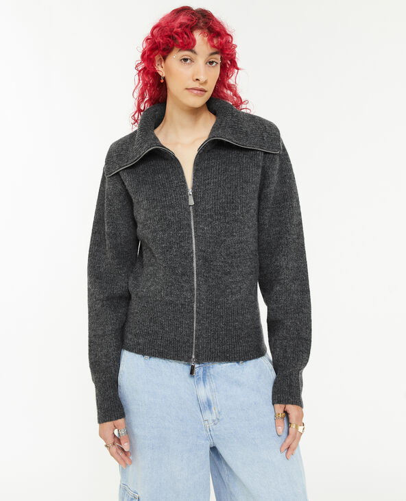 Gilet zippé col camionneur gris foncé - Pimkie
