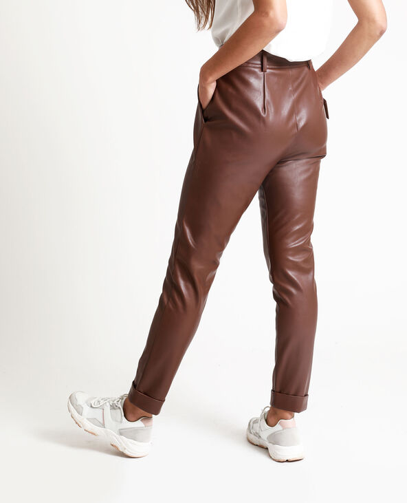 Pantalon en faux cuir marron - Pimkie