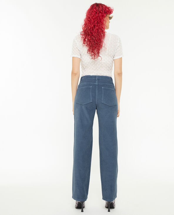 Pantalon droit en velours bleu - Pimkie