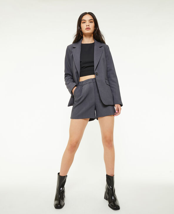Short taille haute avec pinces gris foncé - Pimkie