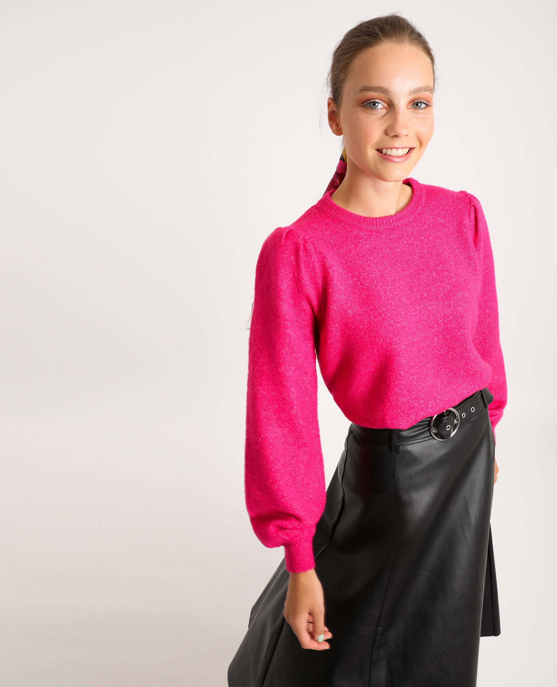 Pull manches bouffantes rose fuchsia - 408156221A02 | Pimkie