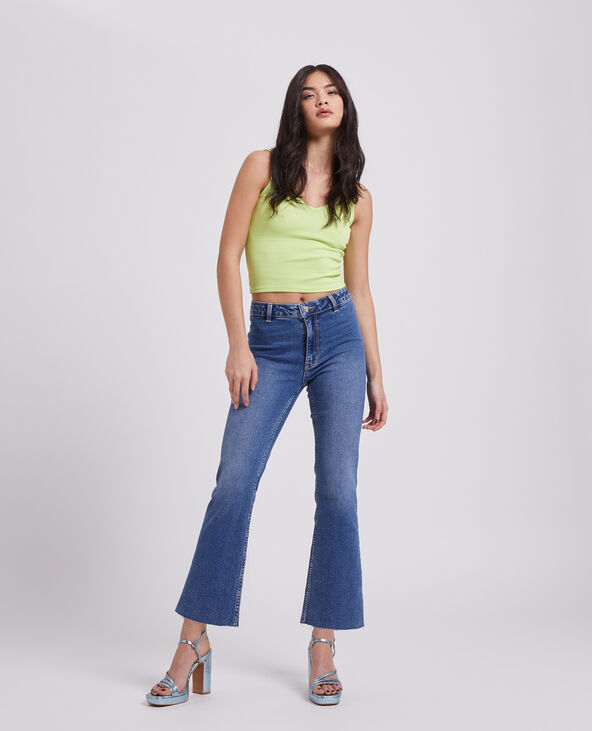 Jean flare taille haute cropped bleu - Pimkie