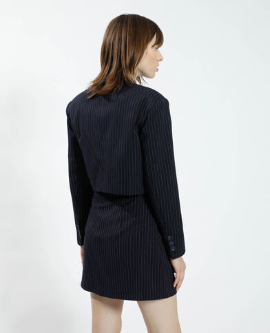Blazer cropped rayé bleu - Pimkie