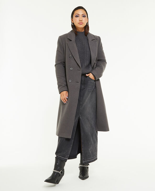 Pull grosses mailles col montant gris foncé - Pimkie