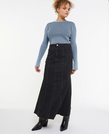 Jupe longue en jean noir - Pimkie