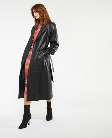 Trench long en simili noir - Pimkie
