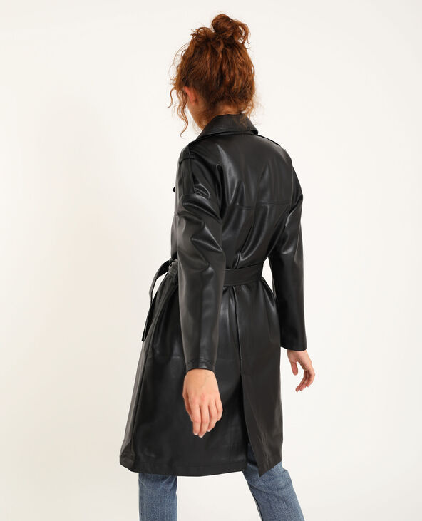 Trench simili cuir hot sale noir