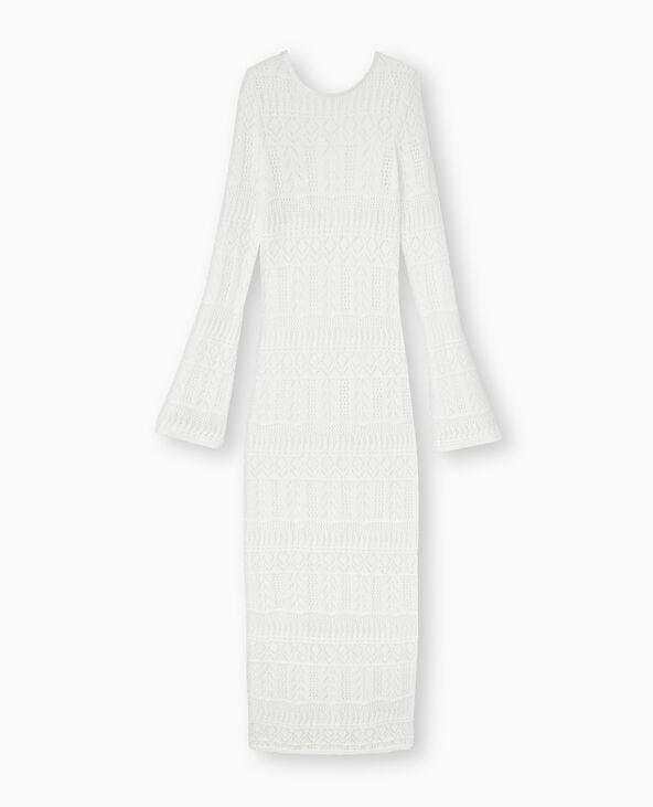 Robe longue en crochet avec dos-nu blanc - Pimkie