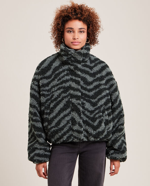 Blouson en sherpa noir - Pimkie