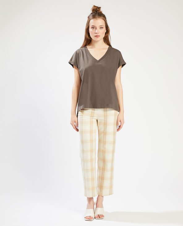 T-shirt col V taupe - Pimkie