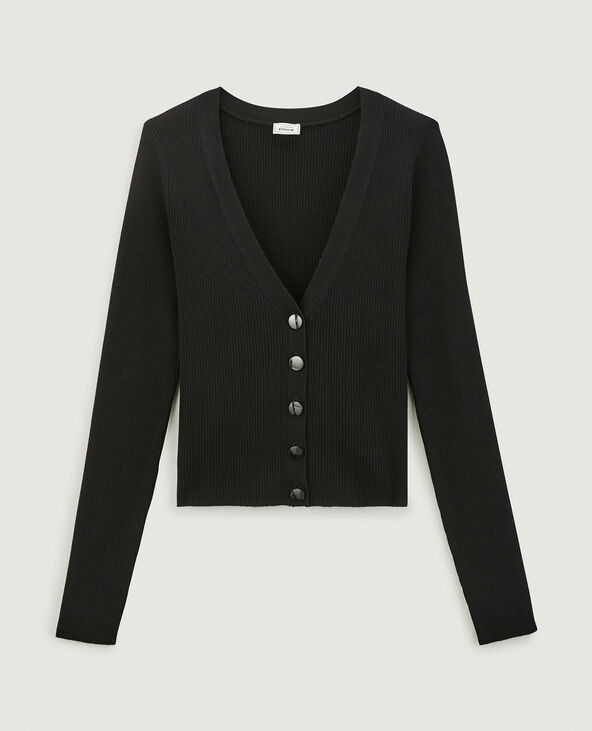 Gilet maille côtelée noir - Pimkie