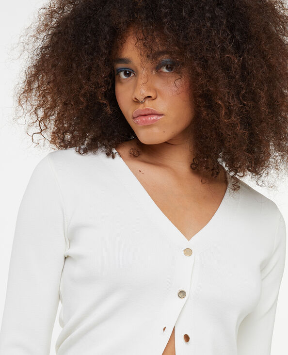 Gilet maille serrée avec boutons métalliques blanc - Pimkie