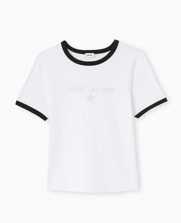 T-shirt avec message en strass blanc - Pimkie