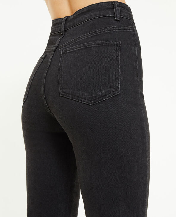 Jean flare taille haute boutons apparents noir - Pimkie