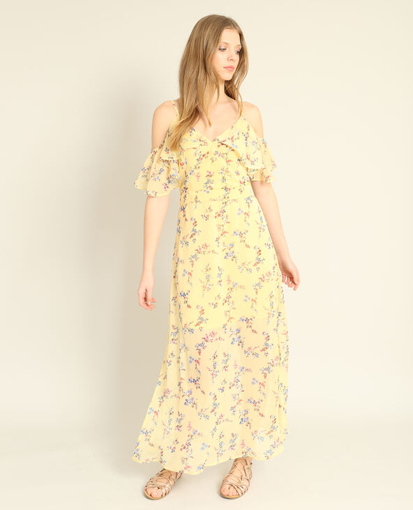Robe longue sales fleurie jaune