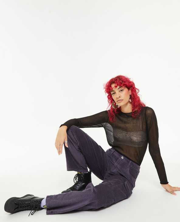 Pantalon cargo en velours grosses côtes lilas - Pimkie